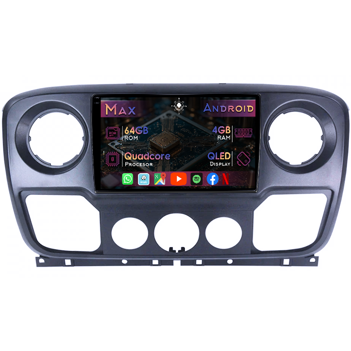 Navigatie dedicata Nissan NV400 2010-2020, 4GB RAM 64GB ROM, Quad Core, Display 9" QLED 1K, Carplay&Android Auto, Android 14, Suport camere AHD - imagine 1