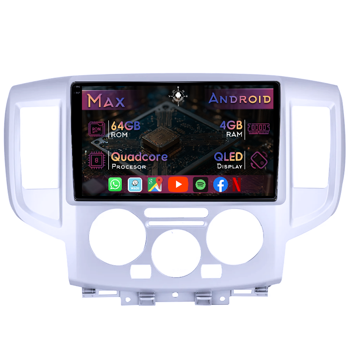 Navigatie dedicata Nissan NV200 2011-2018, 4GB RAM 64GB ROM, Quad Core, Display 9" QLED 1K, Carplay&Android Auto, Android 14, Suport camere AHD - imagine 1