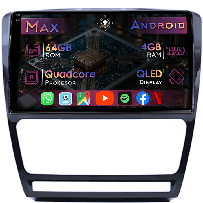 Navigatie dedicata Skoda Octavia 2 2009-2013, 4GB RAM 64GB ROM, Quad Core, Display 10" QLED 1K, Carplay&Android Auto, Android 14, Suport camere AHD - imagine 1