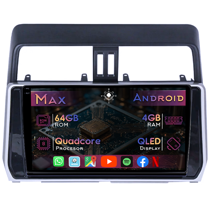 Navigatie dedicata Toyota Land Cruiser Prado J150 2017+, 4GB RAM 64GB ROM, Quad Core, Display 10" QLED 1K, Carplay&Android Auto - imagine 1