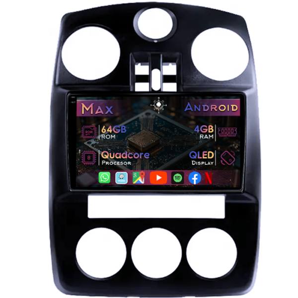 Navigatie dedicata Chrysler PT Cruiser 2005-2010, 4GB RAM 64GB ROM, Quad Core, Display 9" QLED 1K, Carplay&Android Auto, Android 14, Suport camere AHD