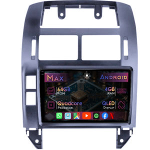 Navigatie dedicata Volkswagen Polo Mk4 2004-2009, 4GB RAM 64GB ROM, Quad Core, Display 9" QLED 1K, Carplay&Android Auto, Android 14, Suport camere AHD - imagine 1