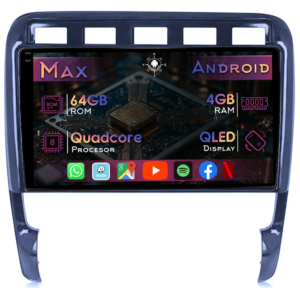 Navigatie dedicata Porsche Cayenne 2002-2010, 4GB RAM 64GB ROM, Quad Core, Display 9" QLED 1K, Carplay&Android Auto, Android 14, Suport camere AHD - imagine 1