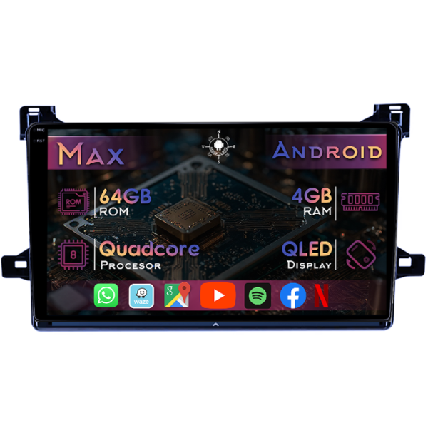 Navigatie dedicata Toyota Prius W5 2015+, 4GB RAM 64GB ROM, Quad Core, Display 9" QLED 1K, Carplay&Android Auto, Android 14