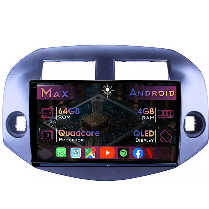 Navigatie dedicata Toyota RAV4 3 2005-2013, 4GB RAM 64GB ROM, Quad Core, Display 10" QLED 1K, Carplay&Android Auto, Android 14 - imagine 1