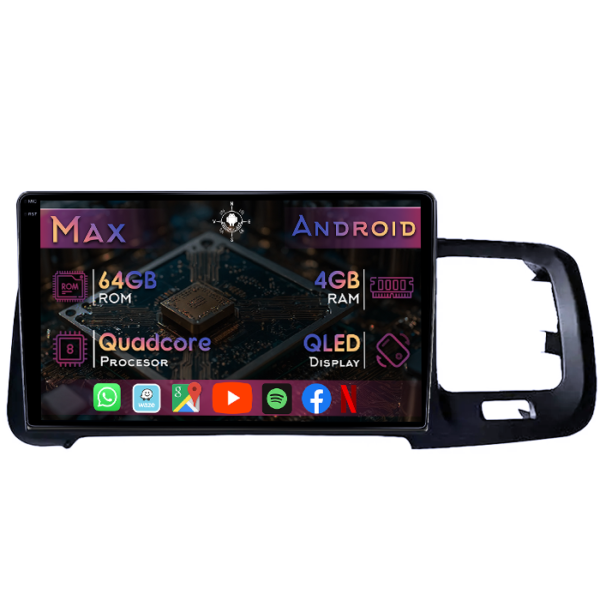 Navigatie dedicata Volvo S60 2 & V60 1 2010-2018, 4GB RAM 64GB ROM, Quad Core, Display 9" QLED 1K, Carplay&Android Auto, Android 14, Suport camere AHD