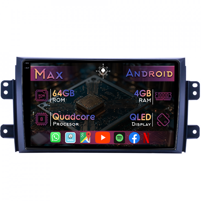 Navigatie dedicata Suzuki SX4 2006-2014, 4GB RAM 64GB ROM, Quad Core, Display 9" QLED 1K, Carplay&Android Auto, Android 14, Suport camere AHD - imagine 1