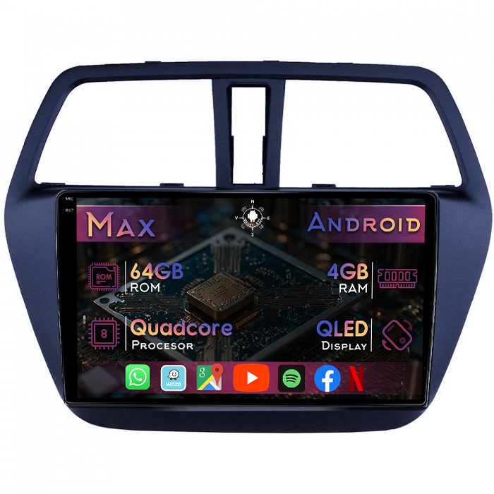 Navigatie dedicata Suzuki SX4 S-Cross 2013+, 4GB RAM 64GB ROM, Quad Core, Display 9" QLED 1K, Carplay&Android Auto, Android 14, Suport camere AHD - imagine 1