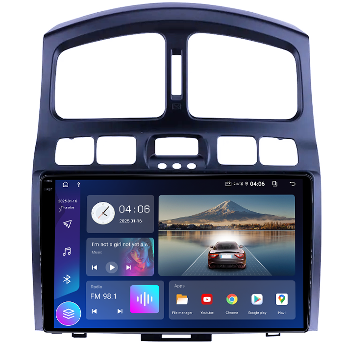 Navigatie dedicata Hyundai Santa Fe 2000-2006, 4GB RAM 64GB ROM, Quad Core, Display 9" QLED 1K, Carplay&Android Auto, Android 14, Suport camere AHD - imagine 4