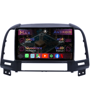 Navigatie dedicata Hyundai Santa Fe 2005-2012, 4GB RAM 64GB ROM, Quad Core, Display 9" QLED 1K, Carplay&Android Auto, Android 14, Suport camere AHD - imagine 1