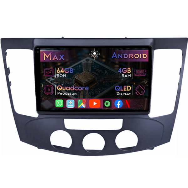 Navigatie dedicata Hyundai Sonata NF 2009, 4GB RAM 64GB ROM, Quad Core, Display 9" QLED 1K, Carplay&Android Auto, Android 14, Suport camere AHD