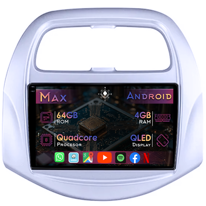 Navigatie dedicata Chevrolet Spark Beat 2018-2020, 4GB RAM 64GB ROM, Quad Core, Display 9" QLED 1K, Carplay&Android Auto, Android 14, Suport camere AHD - imagine 1