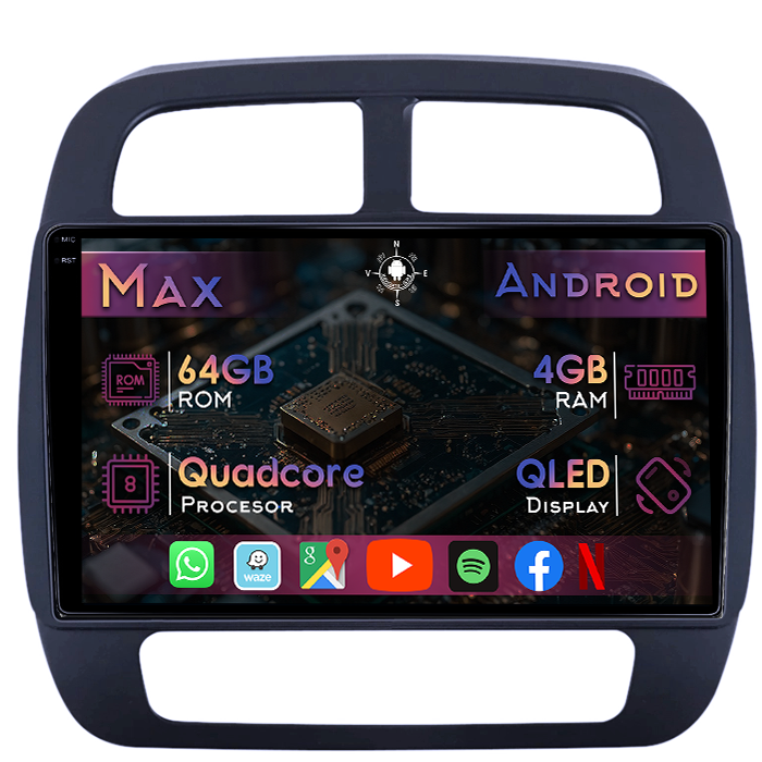 Navigatie dedicata Dacia Spring 2021+, 4GB RAM 64GB ROM, Quad Core, Display 9" QLED 1K, Carplay&Android Auto, Android 14, Suport camere AHD - imagine 1
