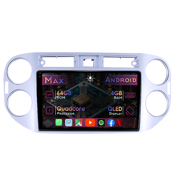 Navigatie dedicata Volkswagen Tiguan 1 2007-2018, Gri, 4GB RAM 64GB ROM, Quad Core, Display 9" QLED 1K, Carplay&Android Auto, Android 14, Suport camere AHD - imagine 1