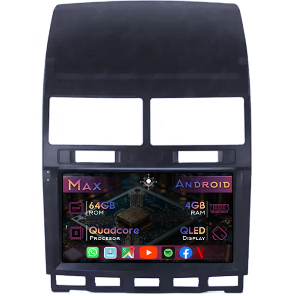 Navigatie dedicata Volkswagen Touareg 2002-2011, 4GB RAM 64GB ROM, Quad Core, Display 9" QLED 1K, Carplay&Android Auto, Android 14, Suport camere AHD