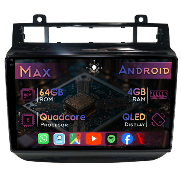 Navigatie dedicata Volkswagen Touareg 2010-2018, 4GB RAM 64GB ROM, Quad Core, Display 9" QLED 1K, Carplay&Android Auto, Android 14, Suport camere AHD
