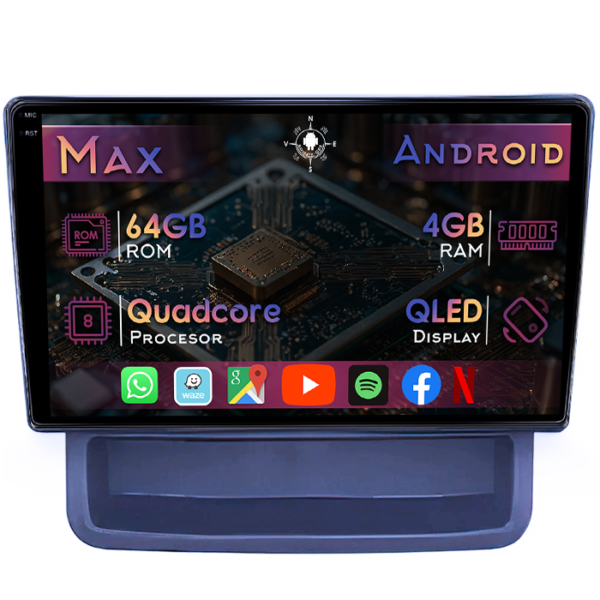 Navigatie dedicata Renault Trafic 2 2001-2014, 4GB RAM 64GB ROM, Quad Core, Display 10" QLED 1K, Carplay&Android Auto, Android 14, Suport camere AHD