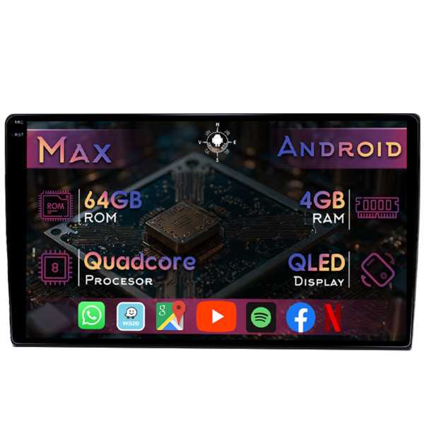Navigatie dedicata Ford Transit 350 2020-2021, 4GB RAM 64GB ROM, Quad Core, Display 9" QLED 1K, Carplay&Android Auto, Android 14, Suport camere AHD