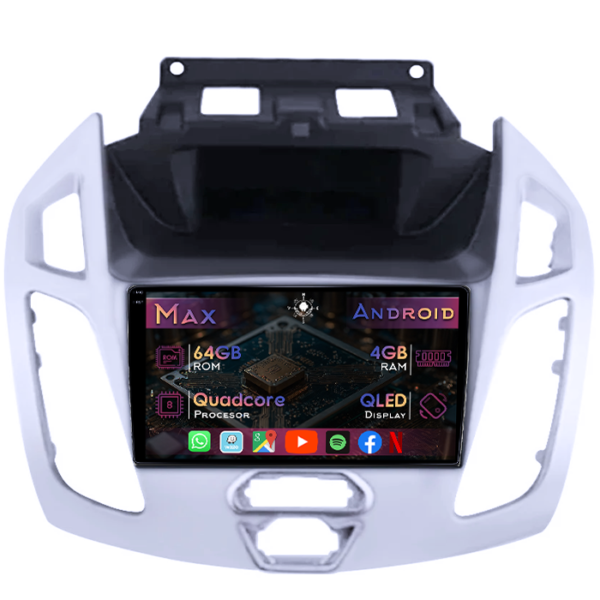 Navigatie dedicata Ford Transit/Tourneo Connect 2013-2022, 4GB RAM 64GB ROM, Quad Core, Display 9" QLED 1K, Carplay&Android Auto, Android 14, Suport camere AHD
