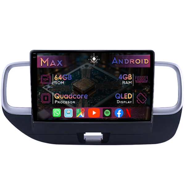 Navigatie dedicata Hyundai Venue 2019-2020, 4GB RAM 64GB ROM, Quad Core, Display 9" QLED 1K, Carplay&Android Auto, Android 14, Suport camere AHD