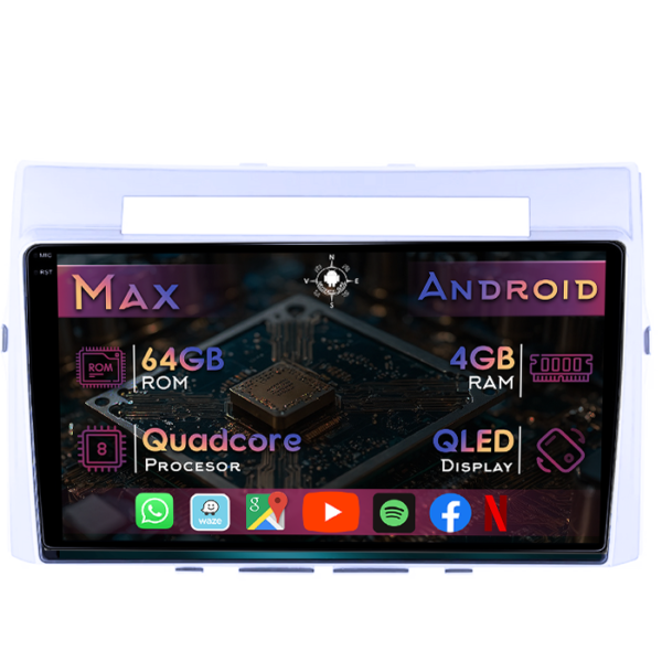 Navigatie dedicata Toyota Verso 2004-2009, 4GB RAM 64GB ROM, Quad Core, Display 9" QLED 1K, Carplay&Android Auto, Android 14