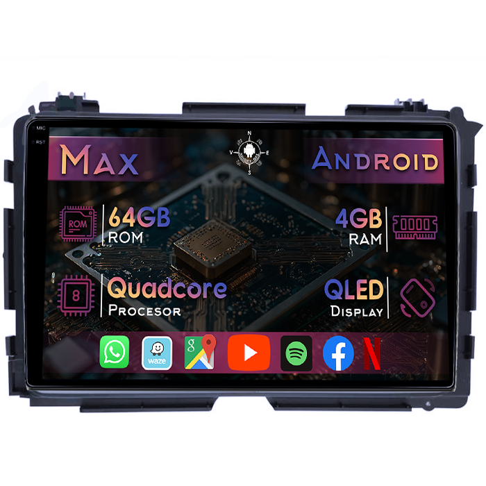 Navigatie dedicata Honda Vezel 2014, 4GB RAM 64GB ROM, Quad Core, Display 9" QLED 1K, Carplay&Android Auto, Android 14, Suport camere AHD - imagine 1