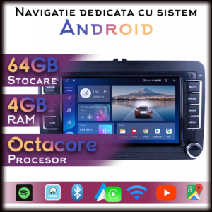 Navigatie dedicata Volkswagen, 4GB RAM 64GB ROM, Octacore, Android 14, Display QLED 7", Carplay&Android Auto, SIM 4G - imagine 1