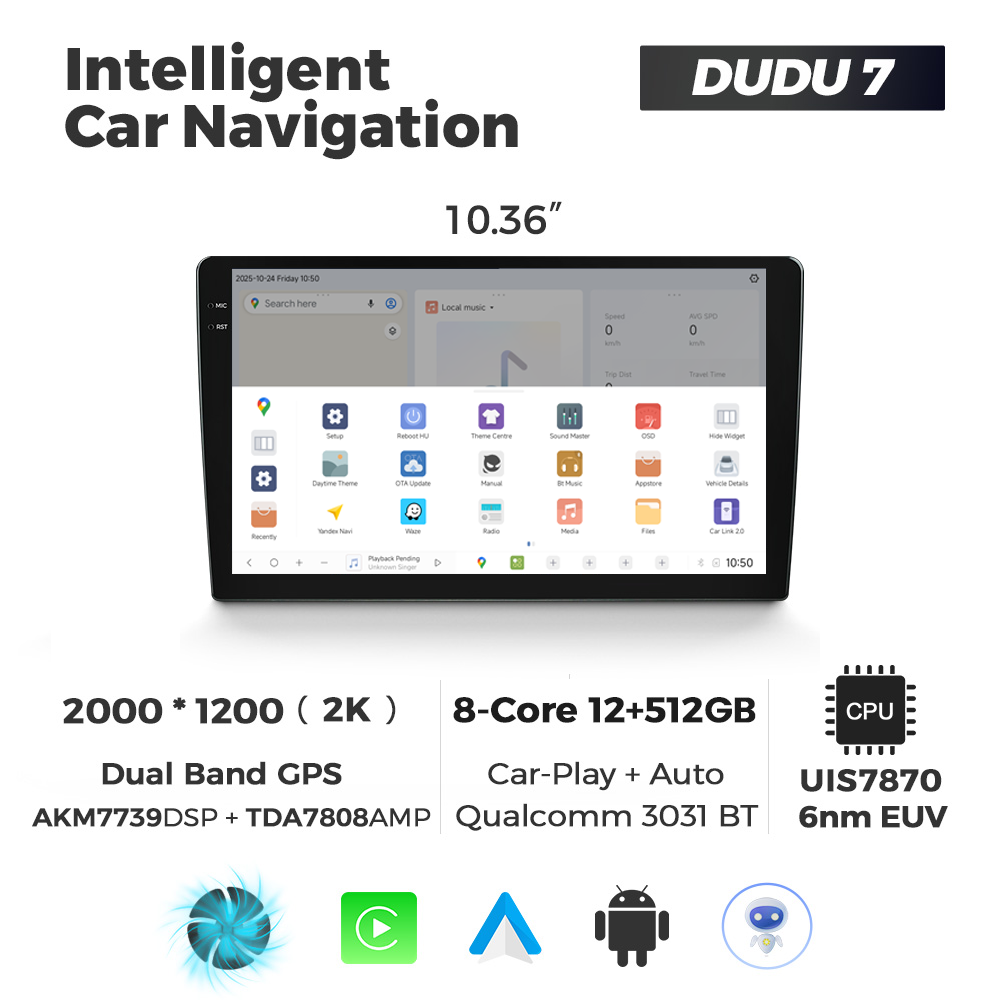 Navigatie Universala DUDU7 10" 12GB RAM, 512GB ROM, Octacore, Ecran 2K, CarPlay&AndroidAuto, Android - imagine 3