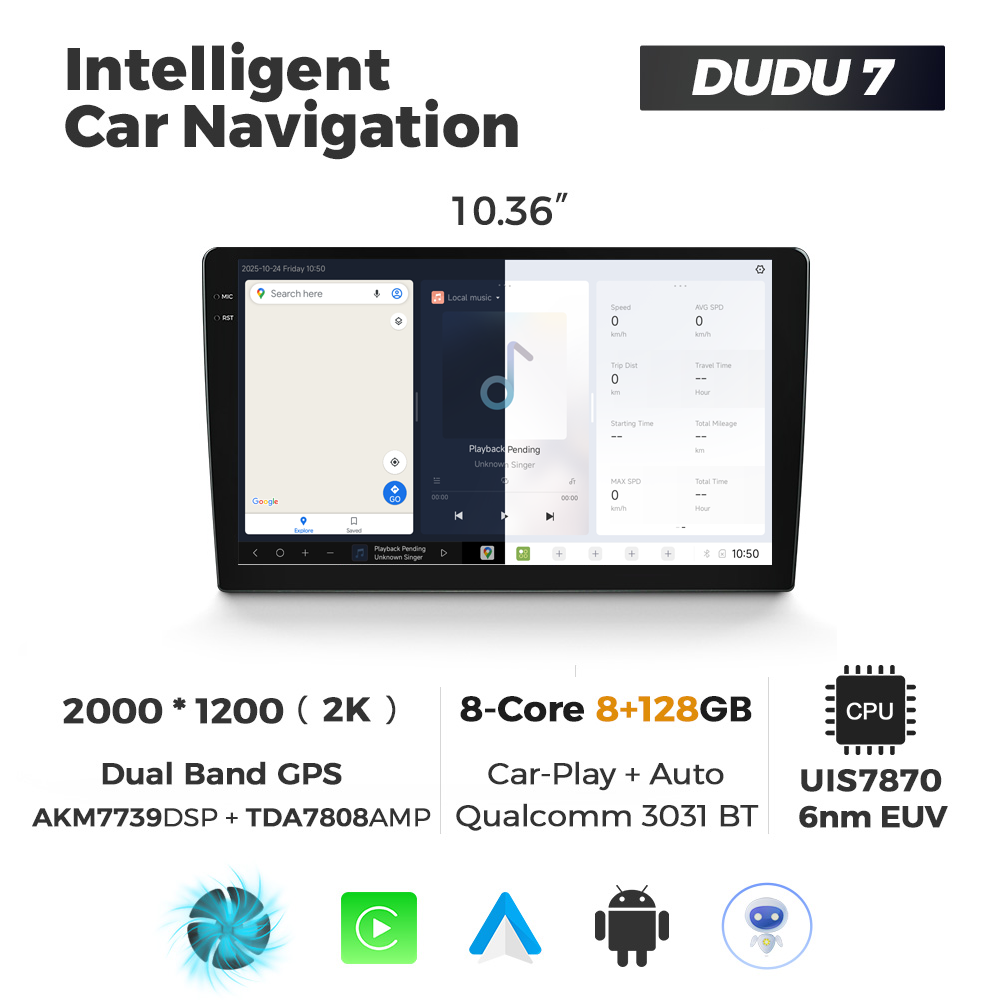 Navigatie Universala DUDU7 10" 8GB RAM, 128GB ROM, Octacore, Ecran 2K, CarPlay&AndroidAuto, Android - imagine 2