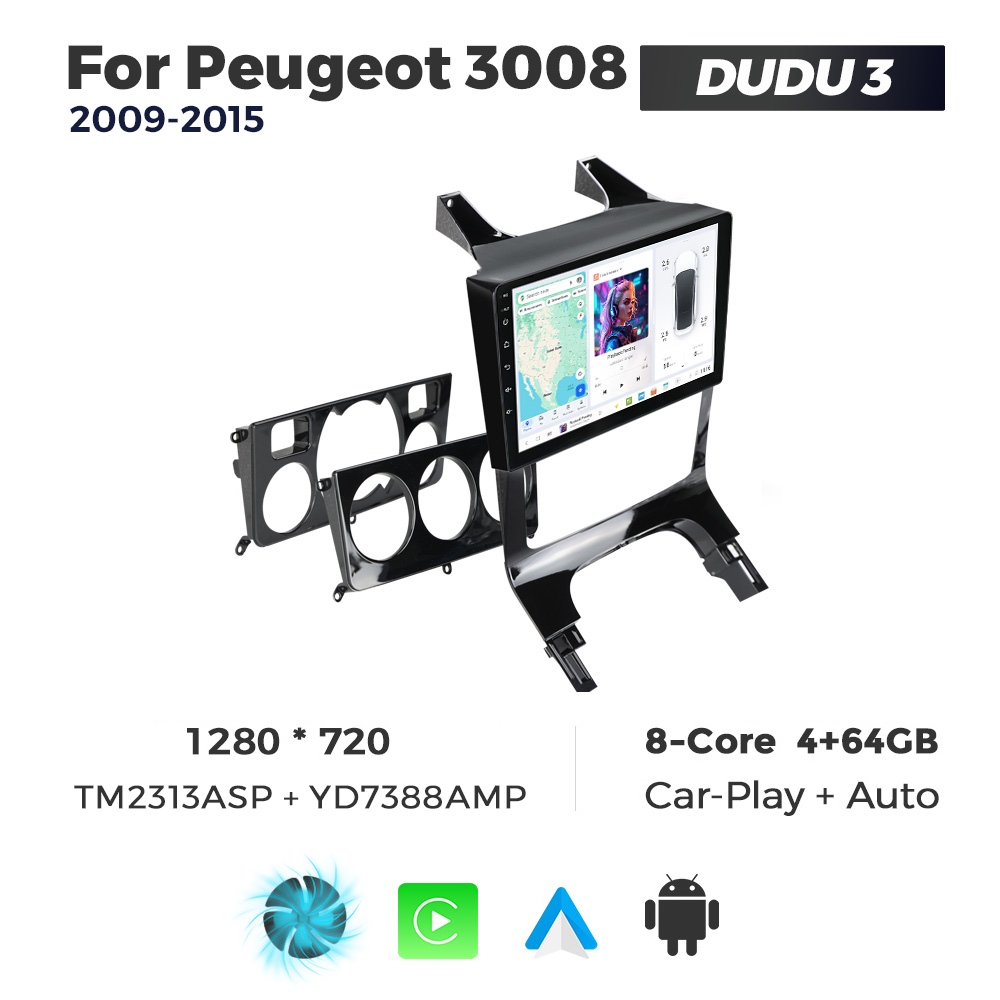 Navigatie Dedicata Peugeot 3008 2009-2015 DUDU3 9" 4GB RAM, 64GB ROM, Octacore, Ecran HD, CarPlay&AndroidAuto, Android - imagine 1