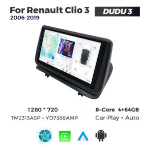 Navigatie Dedicata Renault Clio 3 2006-2019 DUDU3 9" 4GB RAM, 64GB ROM, Octacore, Ecran HD, CarPlay&AndroidAuto, Android - imagine 1