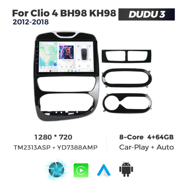 Navigatie Dedicata Renault Clio 4 2012-2018 DUDU3 9" 4GB RAM, 64GB ROM, Octacore, Ecran HD, CarPlay&AndroidAuto, Android
