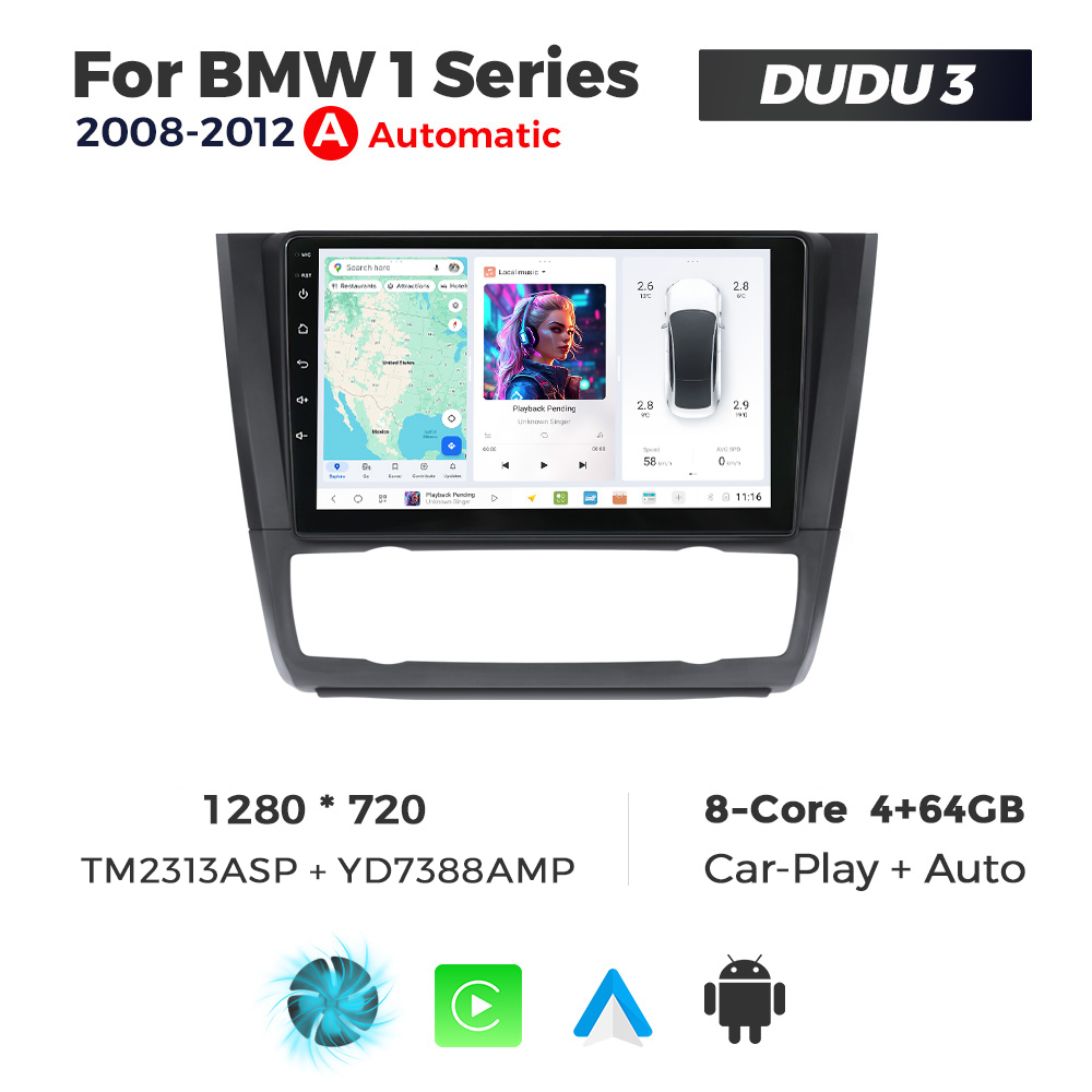 Navigatie Dedicata BMW Seria 1 2008-2012 DUDU3 9" 4GB RAM, 64GB ROM, Octacore, Ecran HD, CarPlay&AndroidAuto, Android, Clima - imagine 1