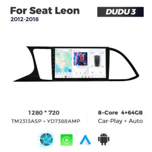 Navigatie Dedicata Seat Leon 2012-2018 DUDU3 9" 4GB RAM, 64GB ROM, Octacore, Ecran HD, CarPlay&AndroidAuto, Android - imagine 1