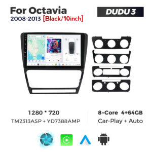 Navigatie Dedicata Skoda Octavia 2004-2013 Negru DUDU3 9" 4GB RAM, 64GB ROM, Octacore, Ecran HD, CarPlay&AndroidAuto, Android - imagine 1