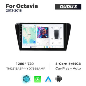 Navigatie Dedicata Skoda Octavia 2013-2018 DUDU3 9" 4GB RAM, 64GB ROM, Octacore, Ecran HD, CarPlay&AndroidAuto, Android - imagine 1