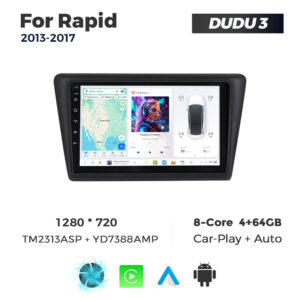 Navigatie Dedicata Skoda Rapid 2013-2017 DUDU3 9" 4GB RAM, 64GB ROM, Octacore, Ecran HD, CarPlay&AndroidAuto, Android - imagine 1