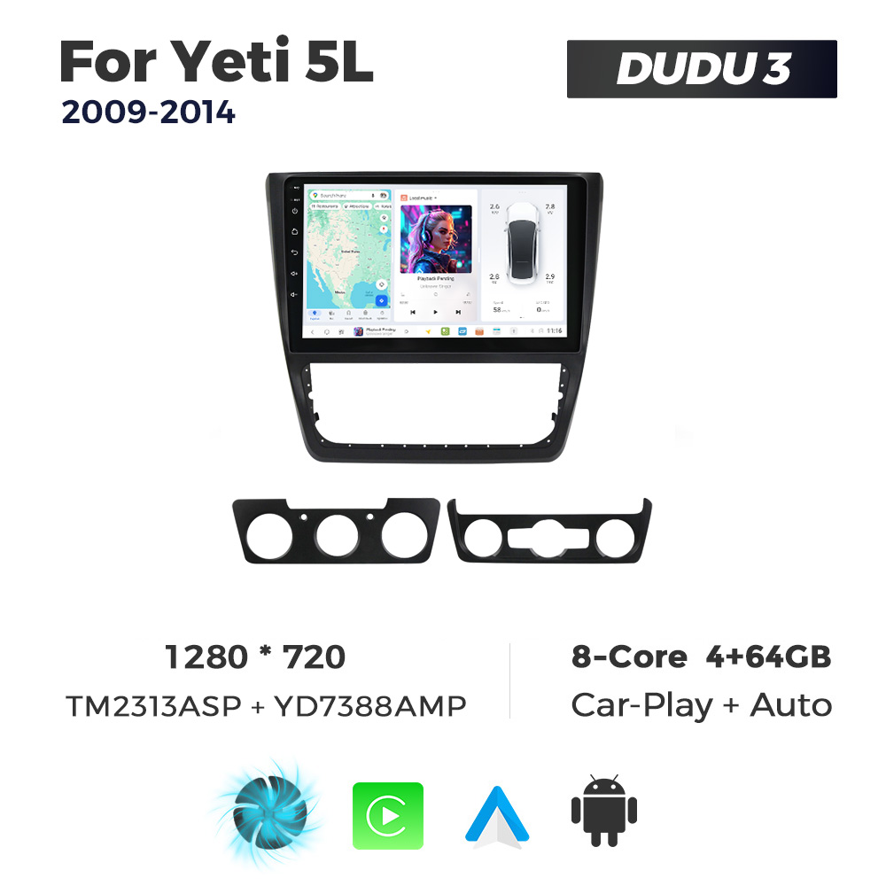 Navigatie Dedicata Skoda Yeti 5L 2009-2014 DUDU3 9" 4GB RAM, 64GB ROM, Octacore, Ecran HD, CarPlay&AndroidAuto, Android - imagine 1