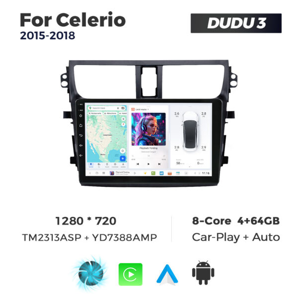 Navigatie Dedicata Suzuki Celerio 2015-2018 DUDU3 9" 4GB RAM, 64GB ROM, Octacore, Ecran HD, CarPlay&AndroidAuto, Android
