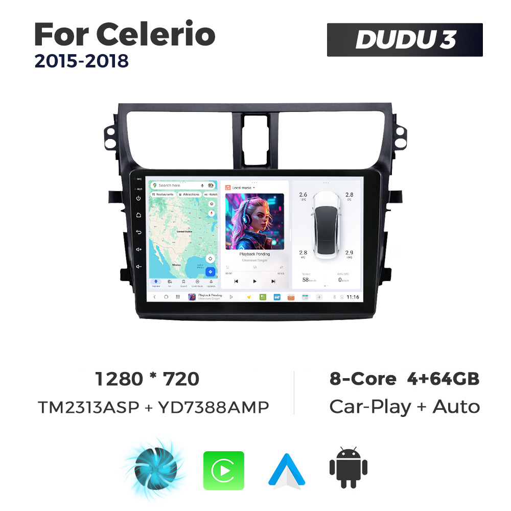 Navigatie Dedicata Suzuki Celerio 2015-2018 DUDU3 9" 4GB RAM, 64GB ROM, Octacore, Ecran HD, CarPlay&AndroidAuto, Android - imagine 1