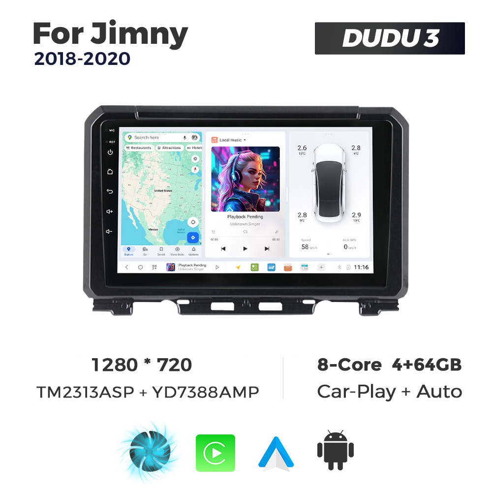 Navigatie Dedicata Suzuki Jimny 2018-2020 DUDU3 9" 4GB RAM, 64GB ROM, Octacore, Ecran HD, CarPlay&AndroidAuto, Android - imagine 1