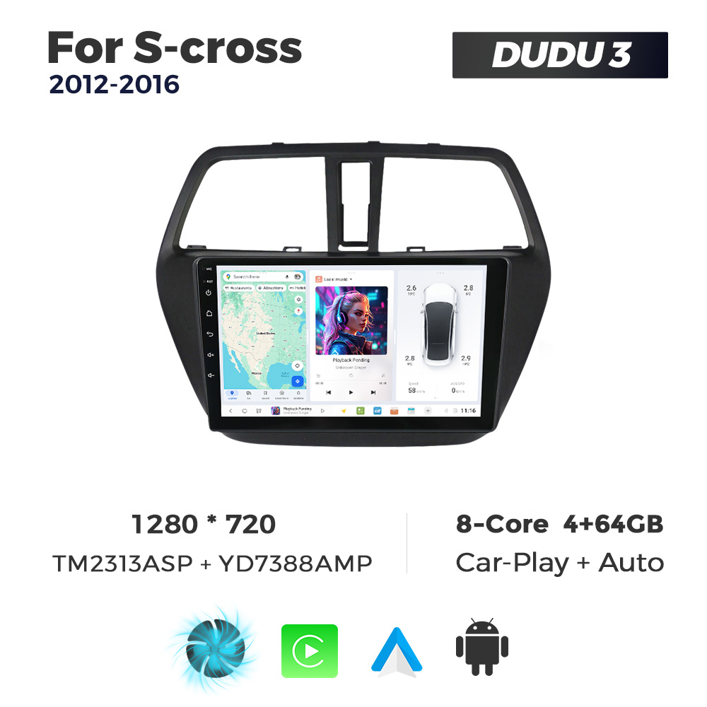 Navigatie Dedicata Suzuki S-Cross 2012-2016 DUDU3 9" 4GB RAM, 64GB ROM, Octacore, Ecran HD, CarPlay&AndroidAuto, Android - imagine 1