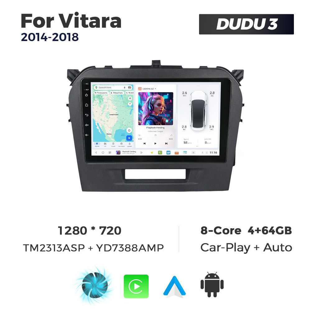 Navigatie Dedicata Suzuki Vitara 2014-2018 DUDU3 9" 4GB RAM, 64GB ROM, Octacore, Ecran HD, CarPlay&AndroidAuto, Android - imagine 1