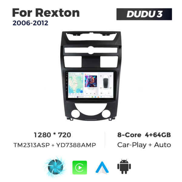 Navigatie Dedicata SsangYong Rexton 2006-2012 DUDU3 9" 4GB RAM, 64GB ROM, Octacore, Ecran HD, CarPlay&AndroidAuto, Android