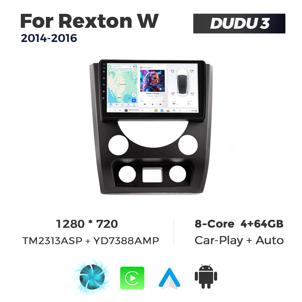 Navigatie Dedicata SsangYong Rexton W 2014-2016 DUDU3 9" 4GB RAM, 64GB ROM, Octacore, Ecran HD, CarPlay&AndroidAuto, Android - imagine 1