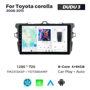 Navigatie Dedicata Toyota Corolla 2006-2013 DUDU3 9" 4GB RAM, 64GB ROM, Octacore, Ecran HD, CarPlay&AndroidAuto, Android - imagine 1