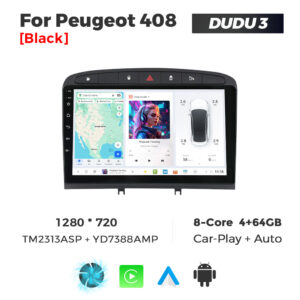 Navigatie Dedicata Peugeot 408 2001-2008 DUDU3 9" 4GB RAM, 64GB ROM, Octacore, Ecran HD, CarPlay&AndroidAuto, Android - imagine 1