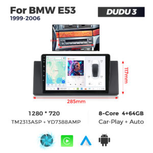 Navigatie Dedicata BMW X5 E53 1999-2006 DUDU3 9" 4GB RAM, 64GB ROM, Octacore, Ecran HD, CarPlay&AndroidAuto, Android - imagine 1