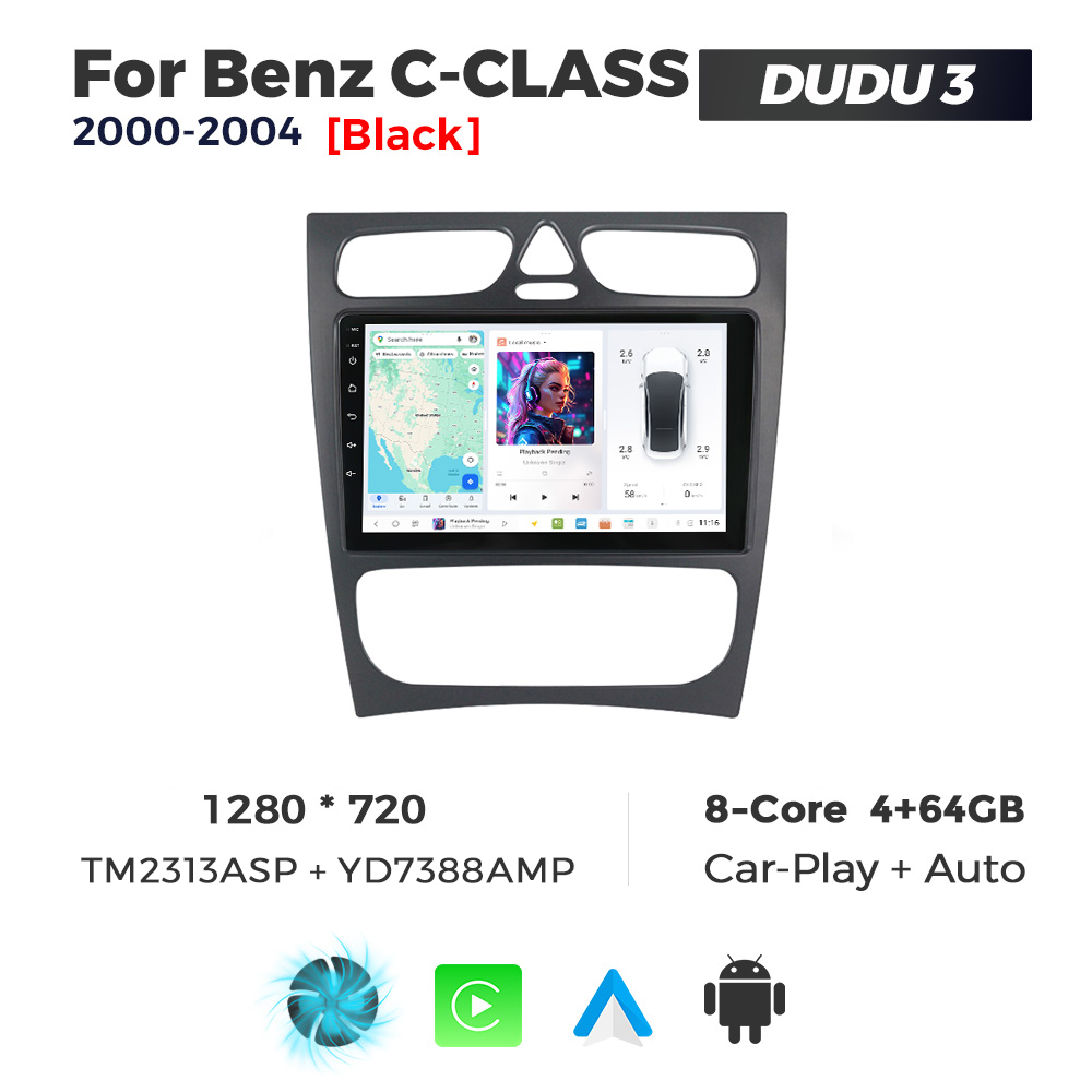 Navigatie Dedicata Benz C-Class 2000-2004 DUDU3 9" 4GB RAM, 64GB ROM, Octacore, Ecran HD, CarPlay&AndroidAuto, Android - imagine 1