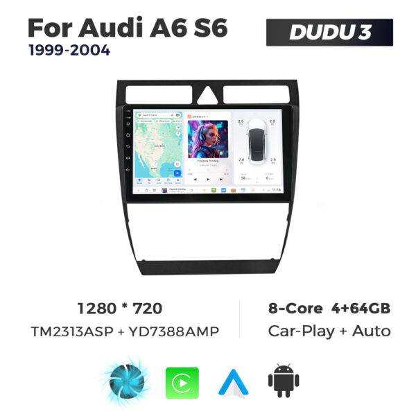 Navigatie Dedicata Audi A6 S6 1999-2004 DUDU3 9" 4GB RAM, 64GB ROM, Octacore, Ecran HD, CarPlay&AndroidAuto, Android